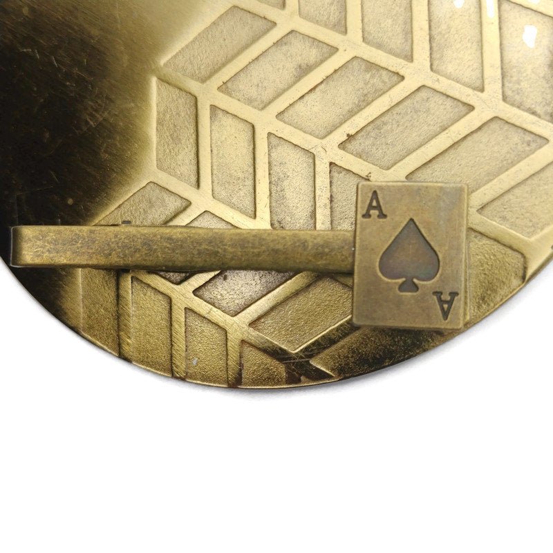 Buy Online Unique and High Quality Bronze Ace of Spades Poker Tie Clip Tie Clip - Tilted Trinket Designs