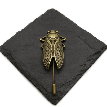 Buy Online Unique and High Quality Bronze Cicada Insect Brooch / Lapel Pin Brooch - Tilted Trinket Designs