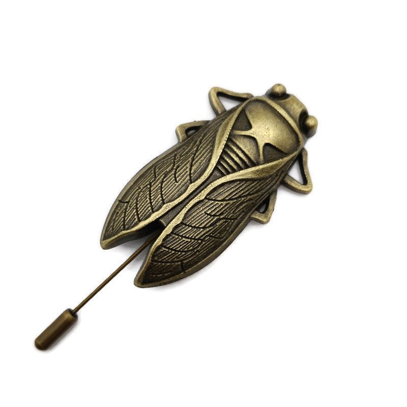 Buy Online Unique and High Quality Bronze Cicada Insect Brooch / Lapel Pin Brooch - Tilted Trinket Designs