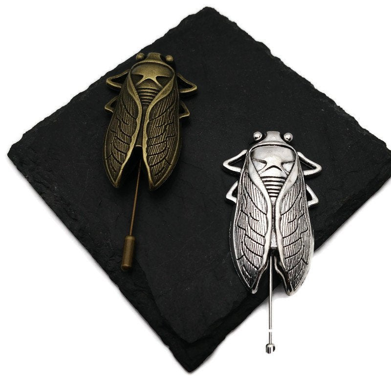 Buy Online Unique and High Quality Bronze Cicada Insect Brooch / Lapel Pin Brooch - Tilted Trinket Designs