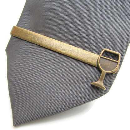 Buy Online Unique and High Quality Bronze Wine Glass Tie Clip Tie Clip - Tilted Trinket Designs