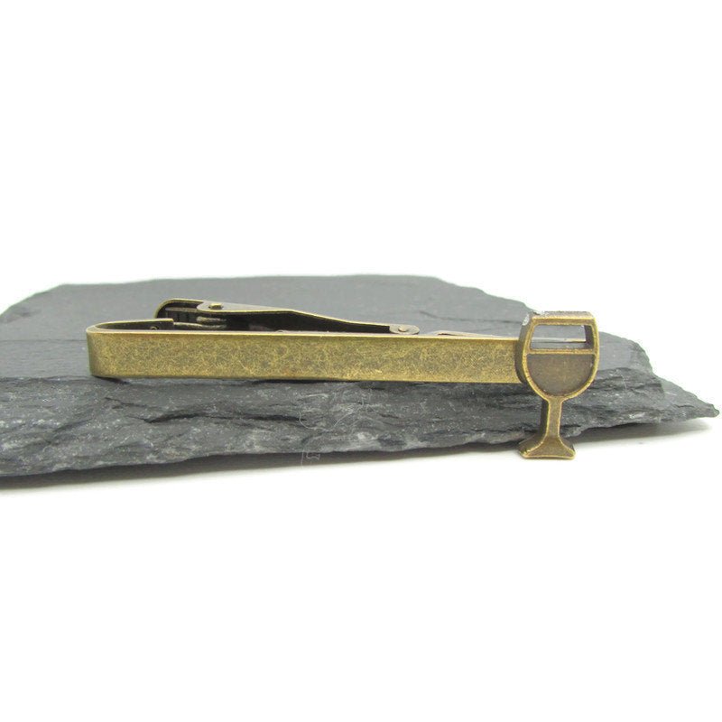 Buy Online Unique and High Quality Bronze Wine Glass Tie Clip Tie Clip - Tilted Trinket Designs