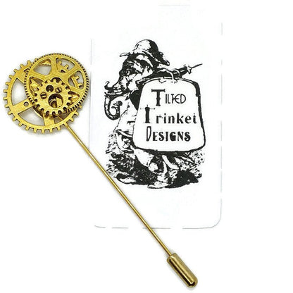 Buy Online Unique and High Quality Gold Clockwork Steampunk Lapel Pin / Brooch Brooch - Tilted Trinket Designs