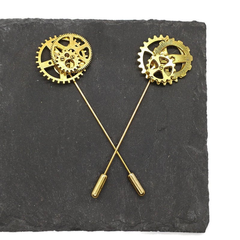 Buy Online Unique and High Quality Gold Clockwork Steampunk Lapel Pin / Brooch Brooch - Tilted Trinket Designs