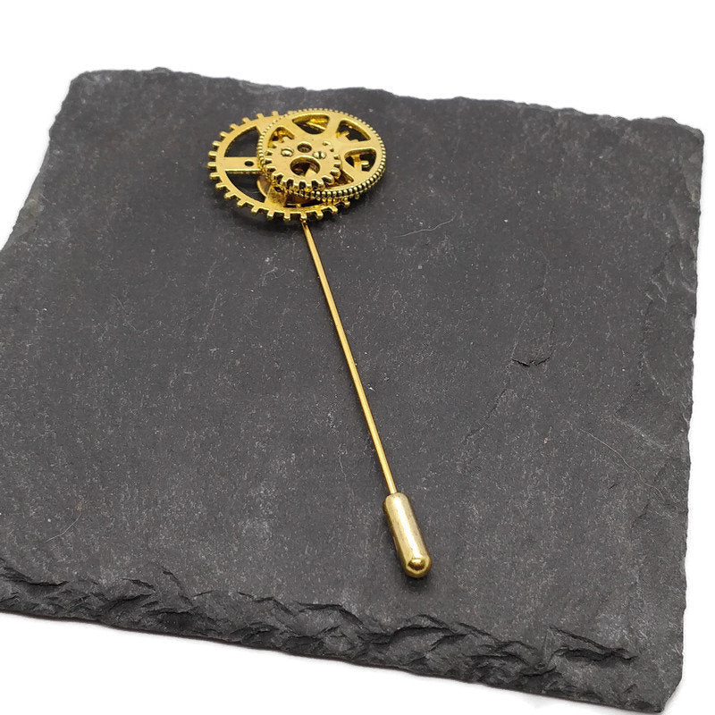 Buy Online Unique and High Quality Gold Clockwork Steampunk Lapel Pin / Brooch Brooch - Tilted Trinket Designs