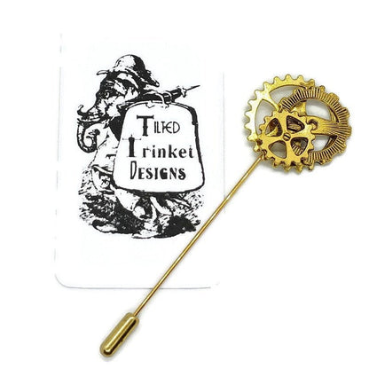 Buy Online Unique and High Quality Gold Clockwork Steampunk Lapel Pin / Brooch Brooch - Tilted Trinket Designs