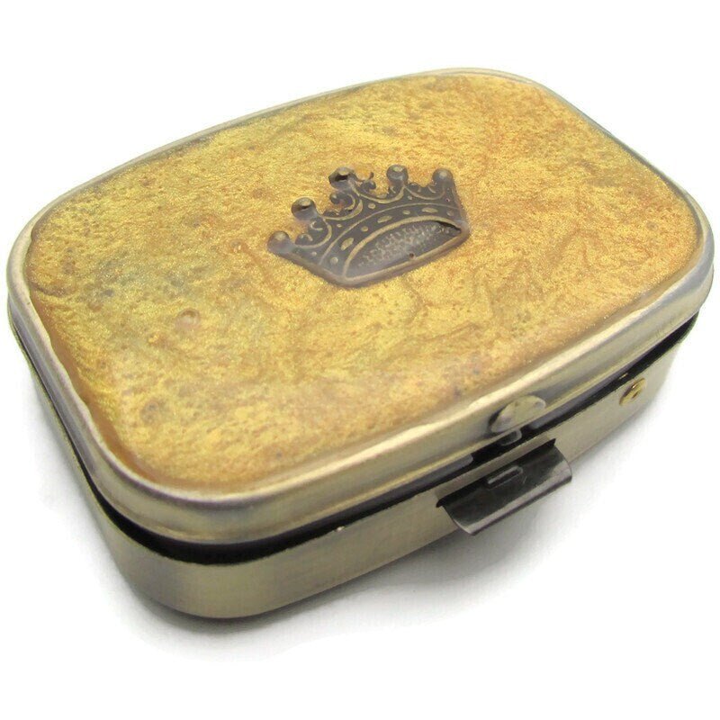 Buy Online Unique and High Quality Gold Crown Pill Box, King Queen Medication Holder, Small Pill Box, Mint Box, Sweet Case, Vitamin Box, Epoxy Resin, Royalty Monarchy Gift Pill Box - Tilted T