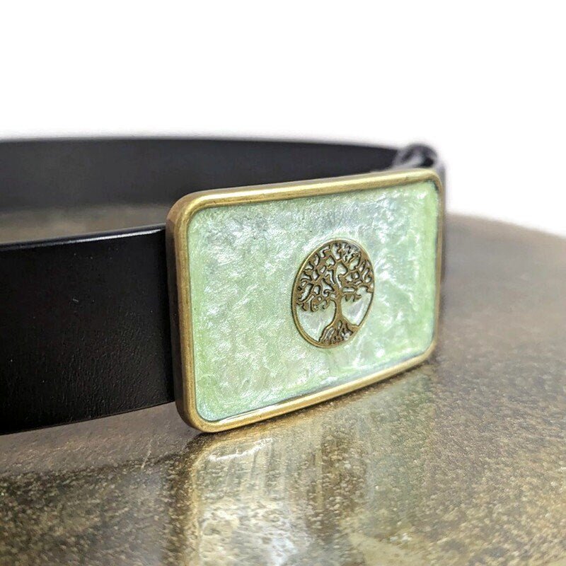 Green Tree of Life Belt Buckle - Tilted Trinket Designs