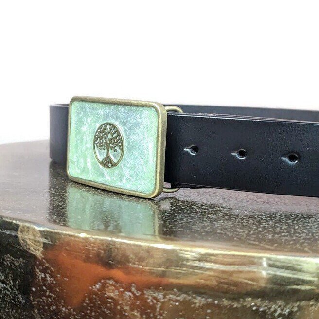 Green Tree of Life Belt Buckle - Tilted Trinket Designs