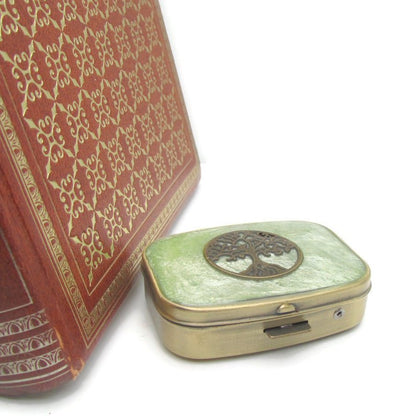 Buy Online Unique and High Quality Green Tree of Life Pill Box Pill Box - Tilted Trinket Designs