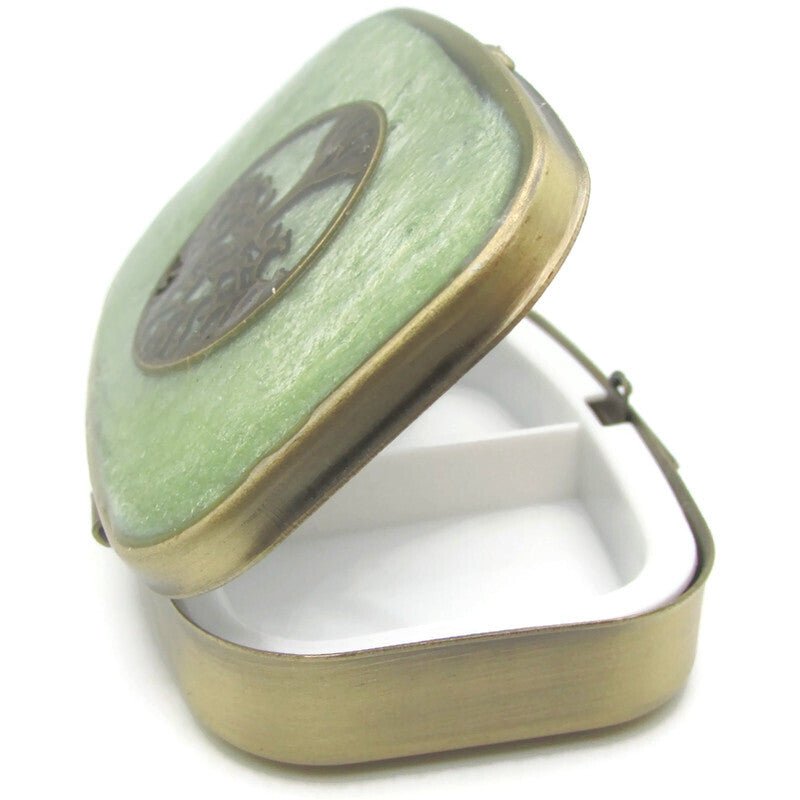 Buy Online Unique and High Quality Green Tree of Life Pill Box Pill Box - Tilted Trinket Designs