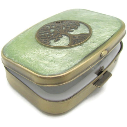 Buy Online Unique and High Quality Green Tree of Life Pill Box Pill Box - Tilted Trinket Designs