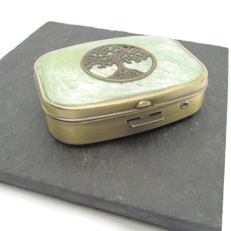 Buy Online Unique and High Quality Green Tree of Life Pill Box Pill Box - Tilted Trinket Designs