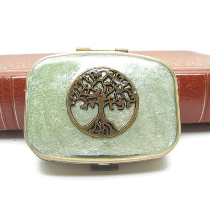 Buy Online Unique and High Quality Green Tree of Life Pill Box Pill Box - Tilted Trinket Designs