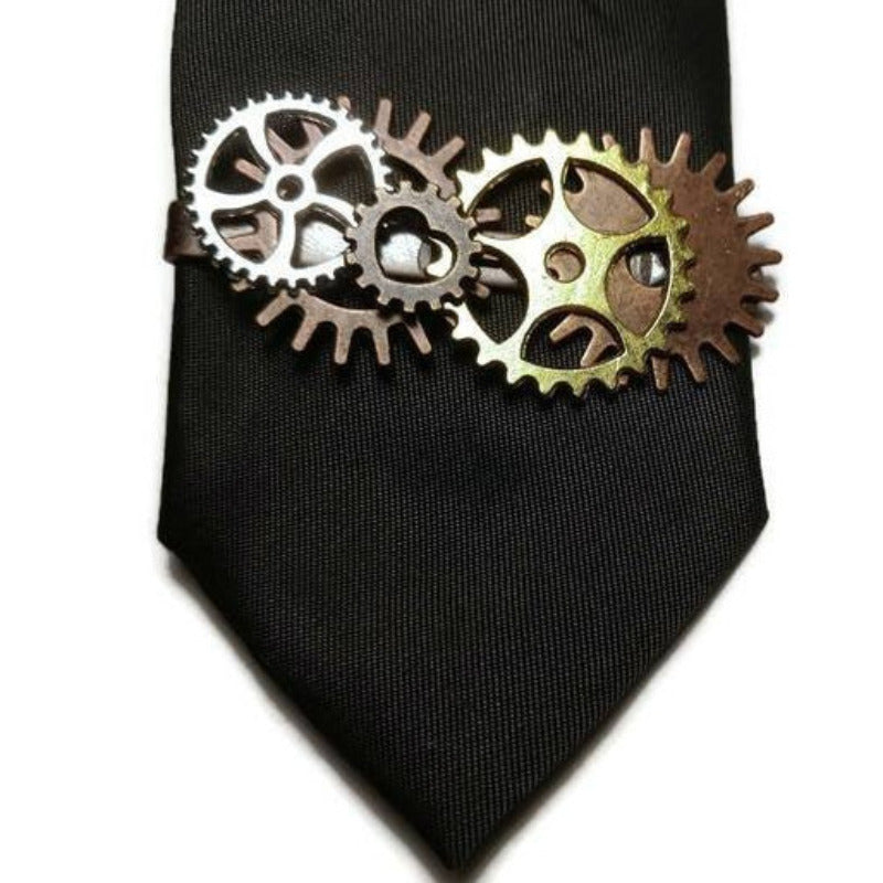 Buy Online Unique and High Quality Multi Colour Steampunk Tie Clip Tie Clip - Tilted Trinket Designs