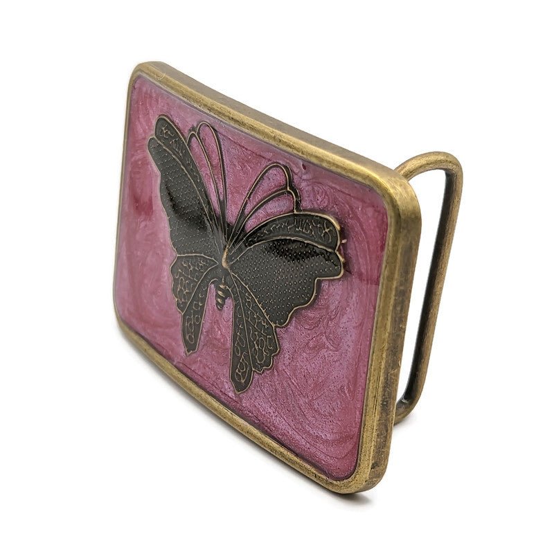 Pink Butterfly Belt Buckle - Tilted Trinket Designs