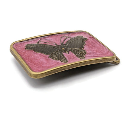 Pink Butterfly Belt Buckle - Tilted Trinket Designs