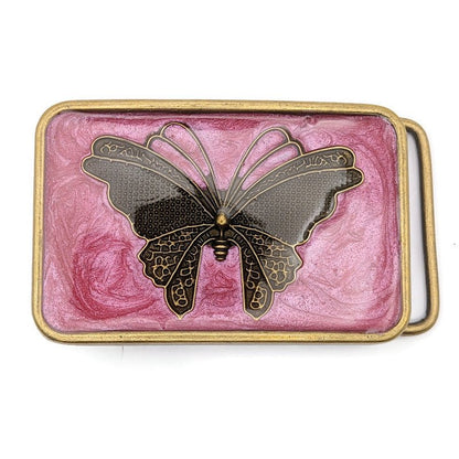 Pink Butterfly Belt Buckle - Tilted Trinket Designs