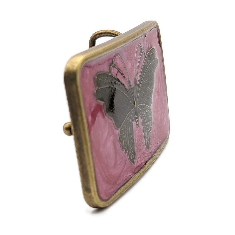 Pink Butterfly Belt Buckle - Tilted Trinket Designs