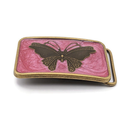 Pink Butterfly Belt Buckle - Tilted Trinket Designs