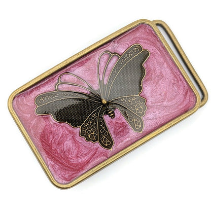 Pink Butterfly Belt Buckle - Tilted Trinket Designs