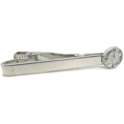 Buy Online Unique and High Quality Silver Compass Tie Clip Tie Clip - Tilted Trinket Designs