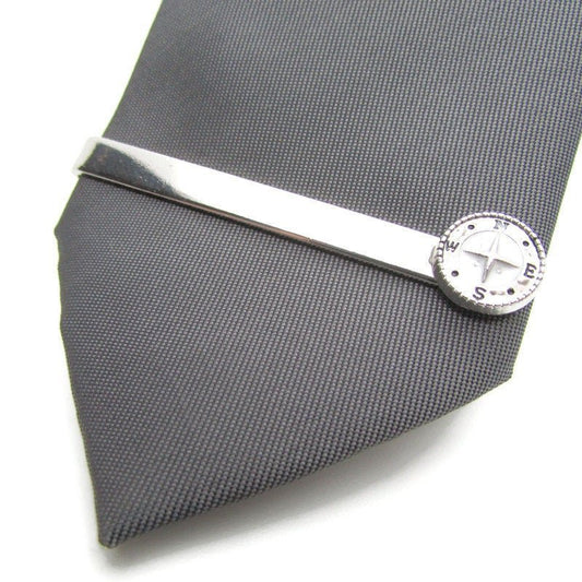 Buy Online Unique and High Quality Silver Compass Tie Clip Tie Clip - Tilted Trinket Designs