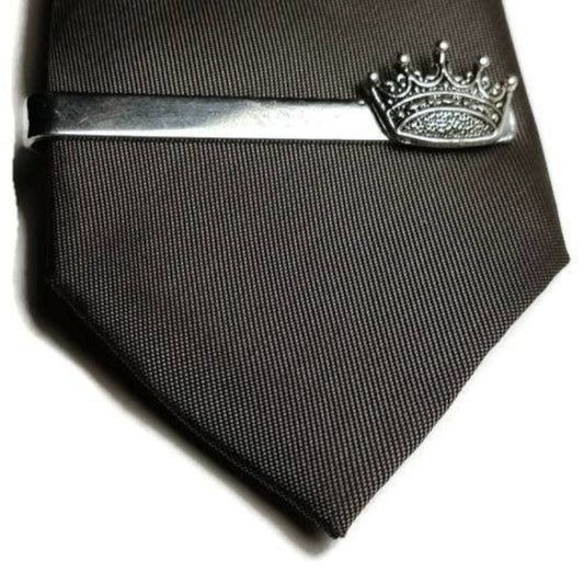 Buy Online Unique and High Quality Silver Crown Tie Clip Tie Clip - Tilted Trinket Designs