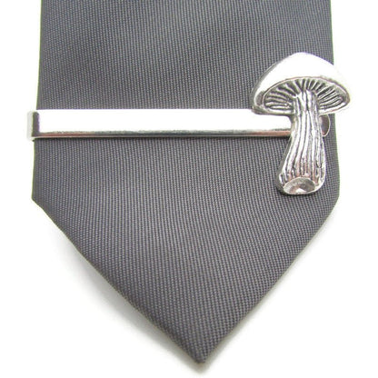 Buy Online Unique and High Quality Silver Mushroom Tie Clip Tie Clip - Tilted Trinket Designs