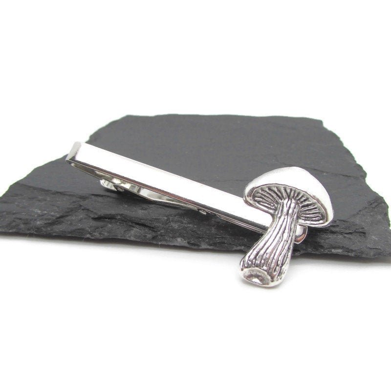 Buy Online Unique and High Quality Silver Mushroom Tie Clip Tie Clip - Tilted Trinket Designs