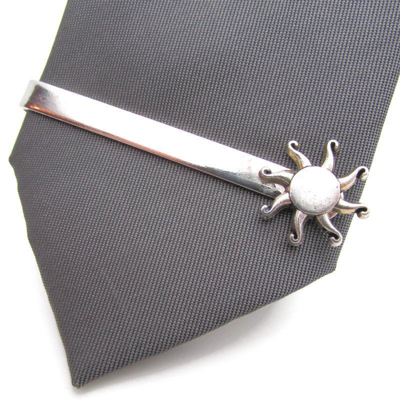 Buy Online Unique and High Quality Silver Sun Tie Clip Tie Clip - Tilted Trinket Designs