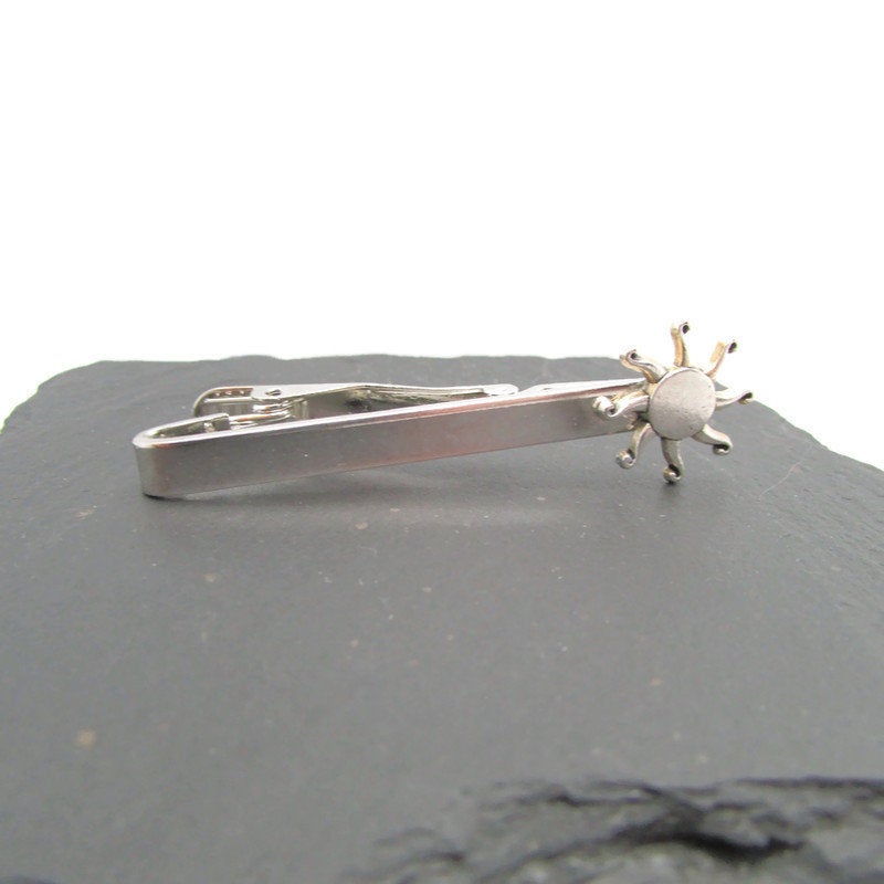 Buy Online Unique and High Quality Silver Sun Tie Clip Tie Clip - Tilted Trinket Designs