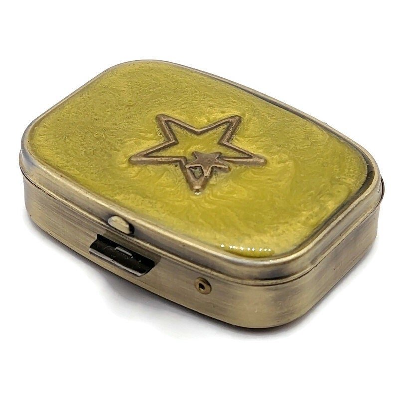 Yellow Stars Pill Box - Tilted Trinket Designs