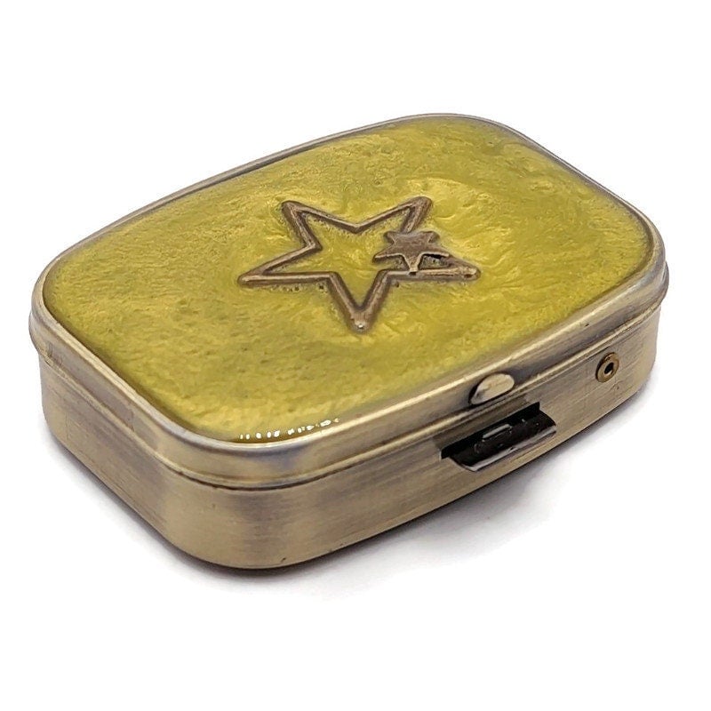 Yellow Stars Pill Box - Tilted Trinket Designs