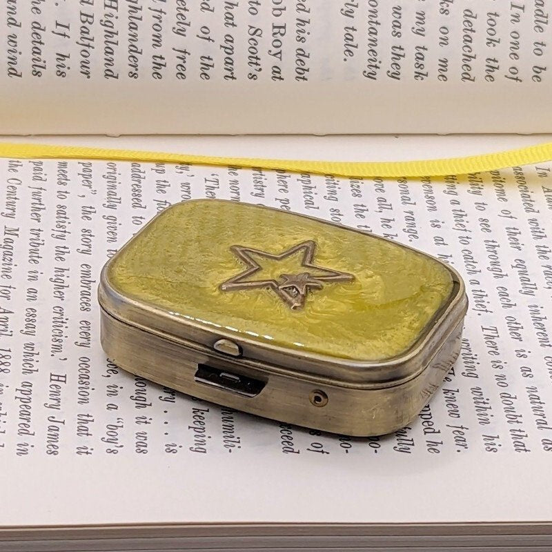 Yellow Stars Pill Box - Tilted Trinket Designs