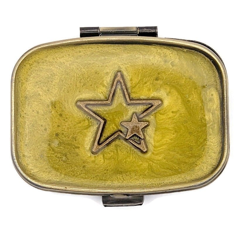 Yellow Stars Pill Box - Tilted Trinket Designs