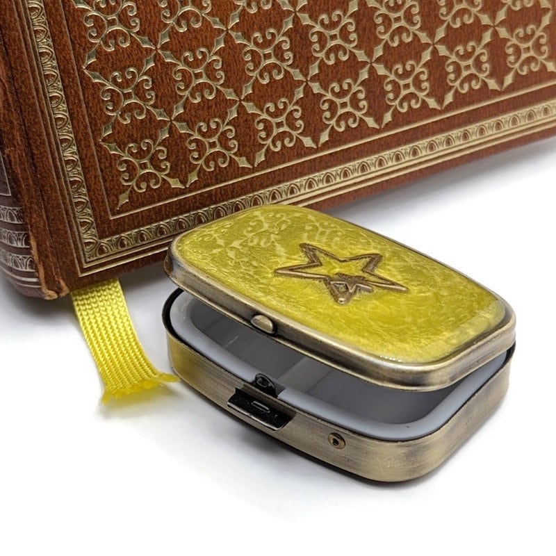 Yellow Stars Pill Box - Tilted Trinket Designs