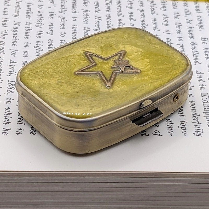 Yellow Stars Pill Box - Tilted Trinket Designs